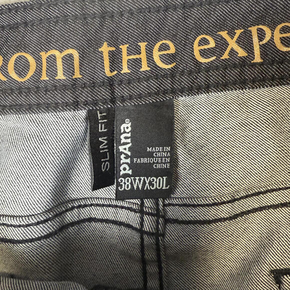 PrAna Men's Size 38x30 Black Slim Fit Ankle Length Jeans - Picture 2 of 7